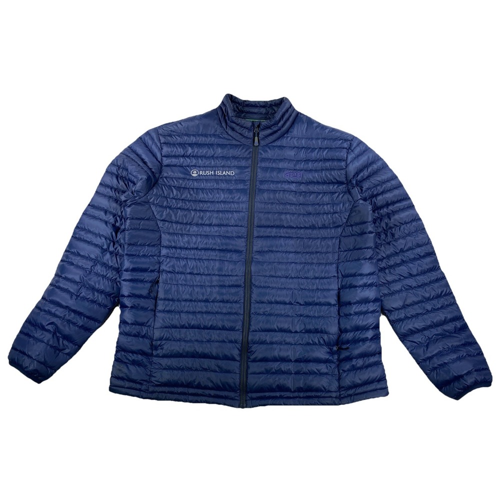 Stio Pinion Down Jacket Puffer Full Zip Navy Blue XL (Corp Logo & Tiny Hole)
